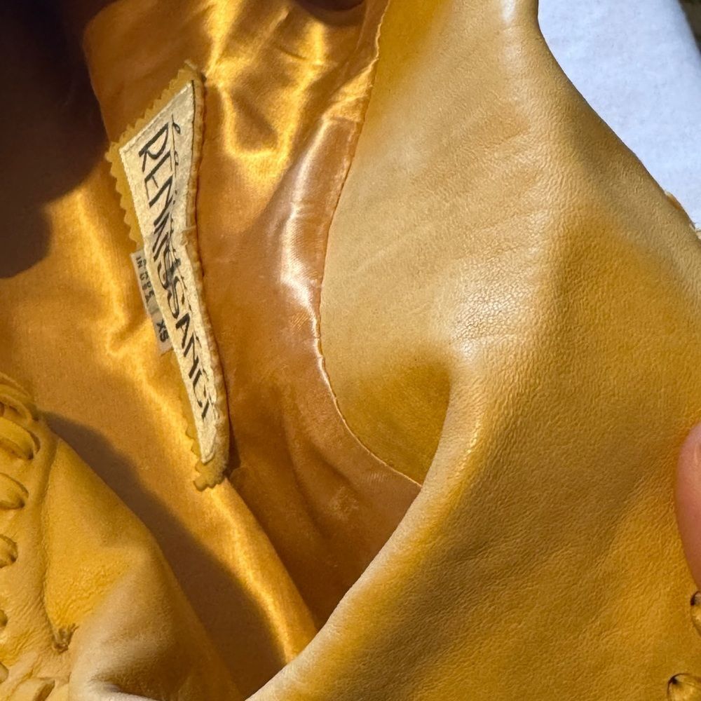 La‎ Nouvelle Renaissance Unisex XS %100 Leather Butter Yellow Jacket - Picture 14 of 14